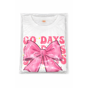 100 Days of School Bow T-Shirt | Cute Teacher & Student Celebration Tee, White, Size 130