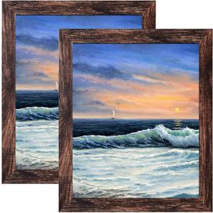 LUCKYLIFE 8x10 Picture Frame Brown for Wall Mounting or Tabletop Display, 2 Pack
