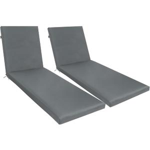 Only choice Set of 2 Outdoor Chaise Lounge Cushion, 75 x 24 in Lounge Chair Cushion Water Resistant Fabric for Lawn, Pool, Replacement Seat Cushion for Patio (Gray)