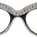 Cat Eye Reading Glasses Bling Rhinestone Magnified Blue Light Blocking Reader Glasses (White)