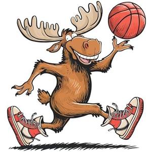 Family Vibrant Cartoon Wall Decal Decoration Basketball Moose Playing Fun Character Kids Holiday Gift Lasts Years and Easily Removable - Size: 30 in(W) x 30 in(H)