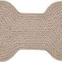 VHC Brands Indoor/Outdoor Pet Food Mat for Dogs Cats Kitchen Bone Rug (Natural, Small)