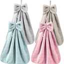 Hanging Hand Dry Towels, Microfiber Coral Velvet Hand Towels Hanging Loop, Absorbent Super Soft Cute Hand Towels for Kitchen Bathroom Kids Adults (Snowflake)
