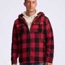 G Gradual Men's Flannel Jacket Fleece Sherpa Lined Hoodies Zip Up Plaid Shirt Warm Winter Jackets for Men with Zipper Pockets (Red, M)