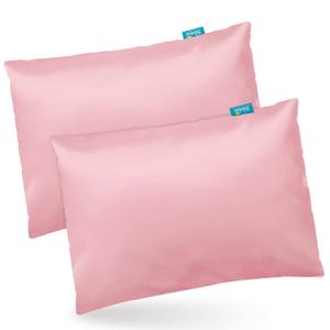 Satin 2 Pack Kids Toddler Pillowcase Fits for Children Toddler Pillows 13"x 18" or 14"x19", Envelope Travel Toddler Pillow Cover Case, Pink
