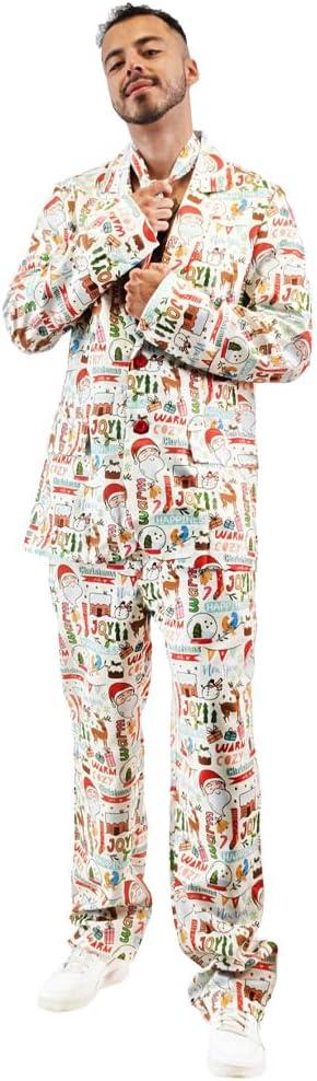 EraSpooky Men Christmas Suit Set Ugly Holiday Party Outfit (M)