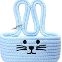 Woven Easter Baskets Woven Bunny Baskets with Handles Eggs Hunt Bucket Rabbit Cotton Rope Basket Baby's First Easter Basket Gift for Toddler Boys Girls