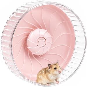 Silent Hamster Wheel, 10in Hamster Wheel No Stand, Double-Bearing Quiet Spinner for Syrian Hamsters, Hedgehogs, Mice & Small Pets, Pink