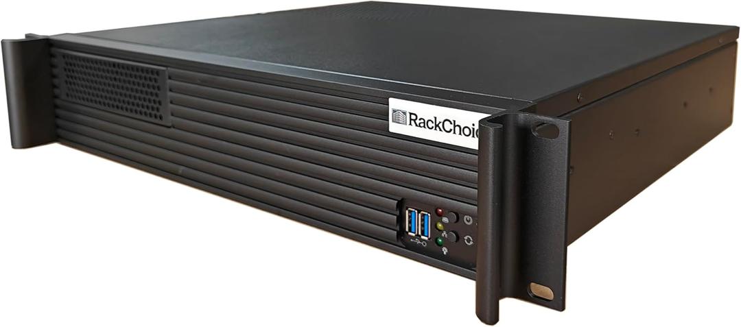 RackChoice MicroATX 2U Rackmount Server Chassis Short Depth 1x5.25 Front +4x3.5 Bay / USB3.0 with 2.0 Adapter Support ATX PSU with top 120mm or Side 80mm Fan Black