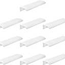 LC LICTOP Curved Edge Pull Handles, 5.9 Inch Edge Finger Tab Handle for Caibnets Drawer Closet Door Wardrobe Cupboard, 10 Inch Hole Spacing, 10 Pcs White Edge Pulls