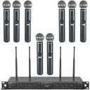 Phenyx Pro Wireless Microphone System, 8-Channel Wireless Mic, w/ 8 Handheld Dynamic Microphones, Auto Scan,8x40 UHF Frequencies, 328ft Range, Mics for Singing,Church, Karaoke(PTU-6000-8H)