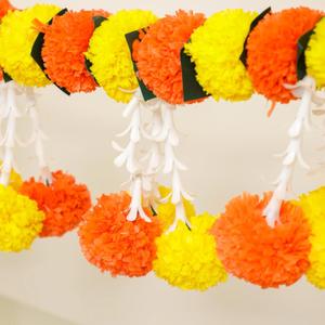 5ft Artificial Flower Garland Festive Marigold Diwali Decoration Toran Indian Housewarming Decoration (Pack of 1)