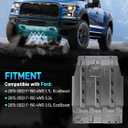 Transmission Skid Plate Compatible with 2015-2022 Ford F150 4WD 2.7L EcoBoost, 3.3L, 3.5L EcoBoost, Steel Under Guard Splash Shield with Install Accessories