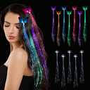 12 Pack Led Light Up Fairy Hair Accessories Braid Extension Butterfly Clips for Women Girls, Glow in the Dark Party Favors Supplies Neon Rave Accessories Wig for Festival Halloween Christmas Birthday