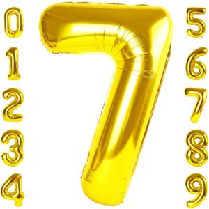 40 Inch Number 7 Balloon, 6 7 Birthday Decorations, Gold Seven Birthday Decor, 7 17 27 70 Year Old Balloon Number for Engagement, Wedding, Graduations