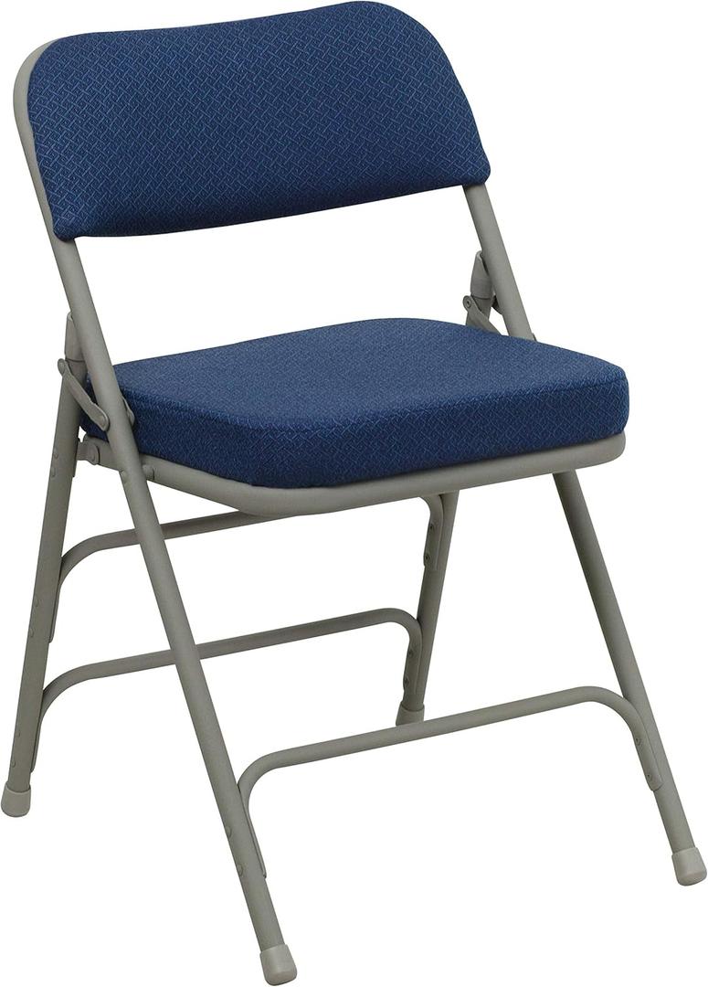 Flash Furniture HERCULES Series Premium Curved Triple Braced & Double Hinged Navy Fabric Metal Folding Chair, Set of 1