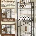 10 x 4-Tier Over-the-Toilet Storage Rack with One-Piece Wooden Shelves & Open Net Basket, Bathroom Organizer with Adjustable Feet & Anti-Tip Kit, Space-Saving Toilet Shelf, Brown, 24.4" x 9.4" x 69.3"