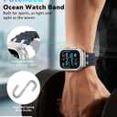 Upgraded Ocean Band Compatible with Apple Watch Ultra 3/2/1 49mm, S11/S10 46mm, 9/8/7 45mm, SE3/SE2/SE/6/5/4 44mm, 3/2/1 42mm, Metal Connector Breathable Sport Watch Strap for Men Women