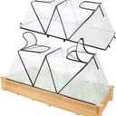 2Pack Foldable Garden Plants Covers with Two Dual Layer Skylights, 47.2" X 14.2" X 13" Raised Bed Greenhouse Cover, Garden Frost Protection for Vegetable Flower Fruits from Animals, Include 16 Stakes
