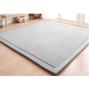 Loartee Coral Velvet Crawling Rugs & Play Mat (6'8"x 6'8", Gray) for Toddler Children & Yoga Exercise (Grey)