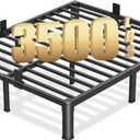 10 Inch Queen Bed Frame with Rounded Corner and Headboard Hole Mattress Retainers 3500 LBS Metal Heavy Duty Steel Slats Support No Box Spring Needed Platform Noise Free Easy Assembly