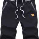 Tansozer Men's Shorts Casual Classic Fit Drawstring Summer Beach Shorts with Elastic Waist and Pockets (Medium, Black)
