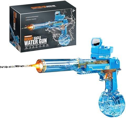 Ctffnny CY05 Electric Water Gun with Lights, Induction Light-Emitting Muzzle, 425ml Water Tank, 26-33Ft Range for Kids Ages 3+ (Blue)