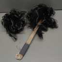 Toem Loofah Back Scrubber for Shower | Bamboo Charcoal Fiber Infused | Loufas for Men & Women | Includes 1 Long Handled Shower Sponge, 1 Bath & Shower Luffa Pouf & 1 Hook to Hang Stuff (Slate Grey)