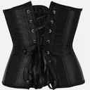 Underbust Corset top Waist Cincher Satin lace up Boned Gothic Plus Size Lingerie Black XL