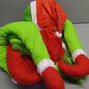 Green Monster Christmas Decorations, 5.2FT Christmas Tree Decor, Pose-able Xmas Stuffed Green Santa Body for Outdoor Indoor Yard Lawn Decoration (Red)