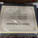 GraduationMall 14x17 Diploma Frame with Navy over Gold Mat or Display 16x20 Certificate without Mat,Solid Wood & Tempered Glass,Cherry Finish with Gold Trim