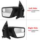 LH Door Mirror 5-Pins Compatible With 2021-2023 Ford F-150 5Pins Driver Left Side Textured Cover Manual Folding W/o Turn Signal Light & BLIS (Blind Spot Light) ML34 17683, ML34 17682, Without BLIS