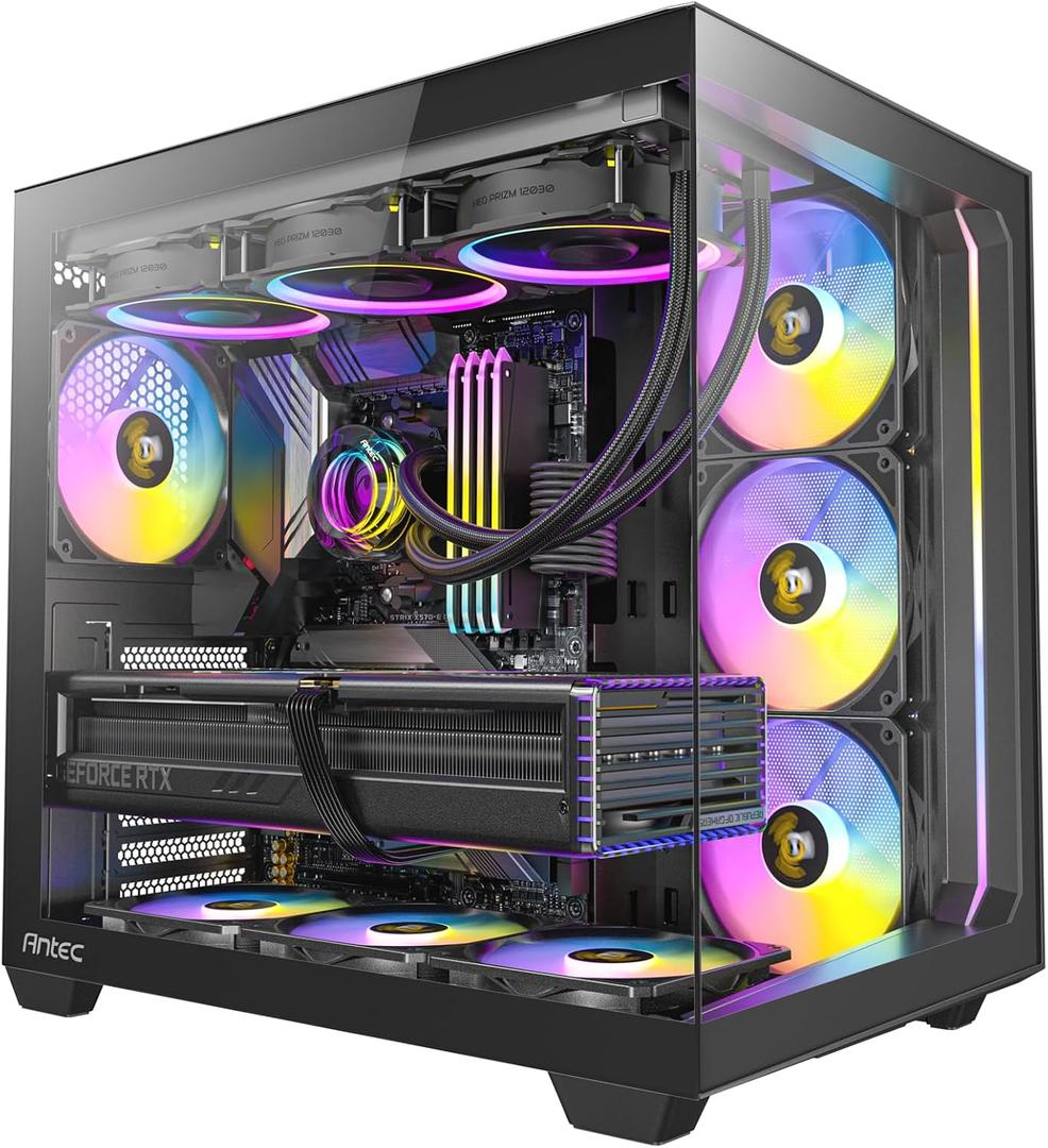 Antec C5 ARGB, 7 x 120mm ARGB PWM Fans Included, Up to 10 Fans Simultaneously, Type-C 3.2 Gen 2 Port, Seamless Tempered Glass Front & Side Panels, 360mm Radiator Support, Mid-Tower ATX PC Case