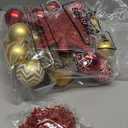 68 Pcs Christmas Tree Balls Ornaments Set Complete Christmas Tree Decorations Glitter Poinsettia Flowers Christmas Ornaments Tree Topper Ribbons Hanging Decor for Xmas Holiday(Red and Gold)