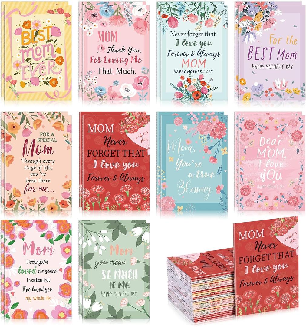 Eaasty 50 Pack Mother's Day Gifts Bulk Mini Notebooks for Women, Small Journal with Floral Design, Pocket Notebook with Lined Pages, Inspirational Pocket Notepad for Mom, Birthday, Office, Travel