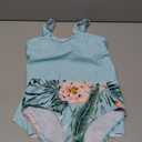 Shallmu Girls Swimsuits Two Piece Bathing Suits Ruffle with Metal Decoration Girls Tankini 13-14Years