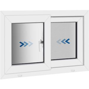 NOOTA Basement Window 32" x 20" Double Tempered Glass, Removable Flange, Vinyl Sliding Window，White | Sliding