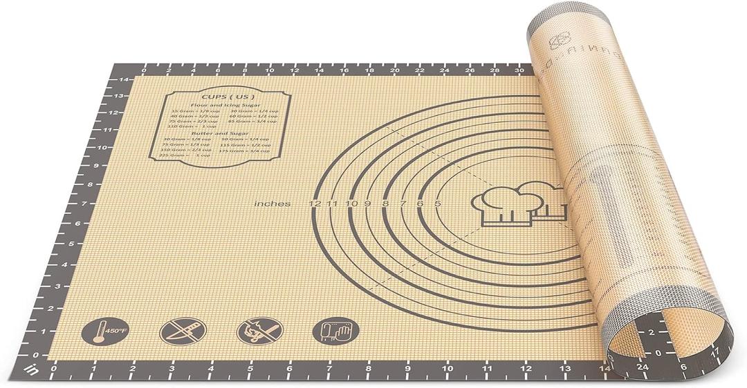 Baking Mat, 26" x 16" Large Silicone Non-slip Baking Pastry Mat with Measurement, Non Stick Silicone Mats for Kitchen Counter, Fondant Mat, Counter Mat, Dough Rolling Mat, Oven Liner, Pie Crust Mat (Gray)