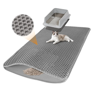 Large Cat Litter Mat for Litter Box, 47"×27.5" Double Layer Trapping Mat, Non-Slip Water Proof Kitty Litter Pad, Grey