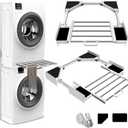HHXRISE Washer Dryer Stacking Kit, Universal Stacking Kit for Washer and Dryer with Pull-Out Sliding Shelf, Adjustable Stackable Kit for 21 - 29 inches Front Load Laundry with Ratchet Strap