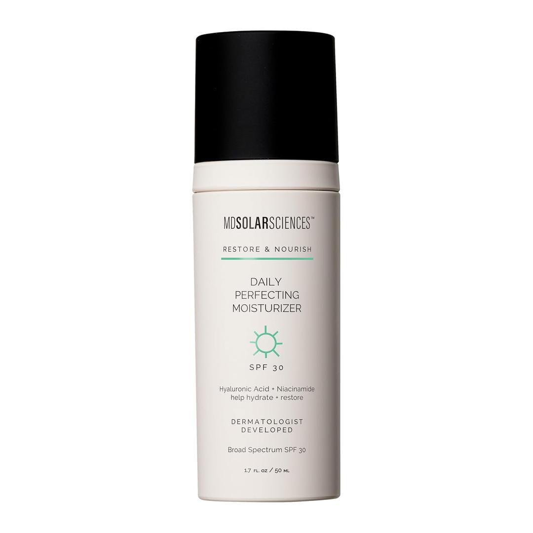 MDSolarSciences Daily Perfecting Moisturizer SPF 30, 2-in-1 Face Moisturizer and Sunscreen Hydrates and Perfects Skin with Hyaluronic Acid, Broad Spectrum Protection, 1.7 Oz
