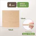 ROBOTIME 4-Pack 6mm Birch Plywood for Laser Cutting -12 x 12 x 1/4 Inch - Laser Engraving Blanks
