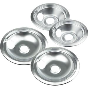 Chrome Range Drip Pans compatible with GE, Hotpoint and Kenmore Electric Stove - Replacement for WB31T10010, WB31T10011 (4 Pack, 2pcs 6" and 2pcs 8")