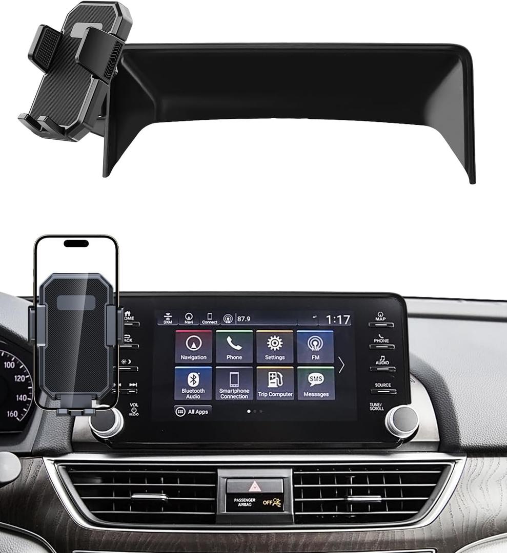 PZK Car Phone Mount for Honda Accord 2018-2022 Sport SE/EX/EX-L/Touring/LX Accessories 10th Gen Accord Only for 8-inch Screen 360 Rotation Auto Lock Phone Holder with Stroage Box Not Affect Vent