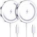 for Apple Mag-Safe Charger 2 Pack, Magnetic Wireless Charger for iPhone 17/17 Pro/17 Pro Max/Air/16 15 14 13 12 Pro Max Plus mini, Charging Pad for Airpods Pro 3 2, Strong Magnet, Silver