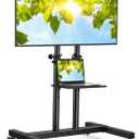 PERLESMITH Rolling TV Stand on Wheels for 32-83 Inch Screens up to 110lbs, Mobile TV Cart Height Adjustable Portable Outdoor TV Stand Tilt Rolling TV Cart with Shelf Max VESA 600x400mm PSTVMC03
