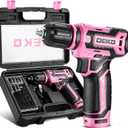 Cordless DrillDEKOPRO 12V Power Drill Set with Pink 800RPM Electric Drills with Tool Set Gift Box, Pink Drill Set for Women