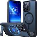 TORRAS Magnetic Flush Stand for iPhone 15 Pro, Military Grade Drop Tested, Slim Light Frosted Case with MagSafe (6.1"), Black