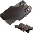 Topstache Leather Phone Holster with Belt Clip for iPhone 17/16/15 Pro Max & Plus - Magnetic Closure Cell Phone Case for Galaxy S25/S24 Ultra - Leather Belt Holder Loop Case, L,Darkbrown
