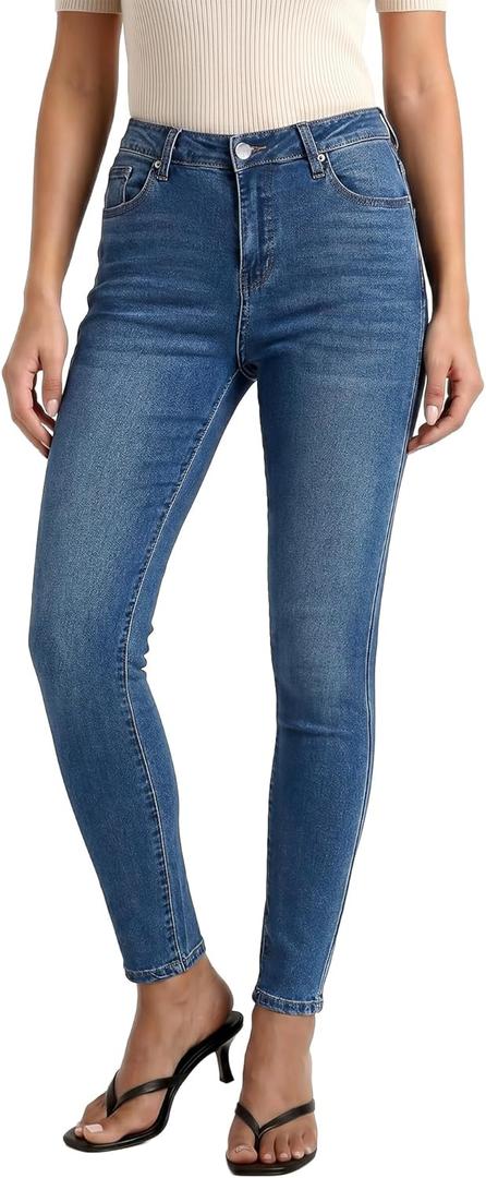 GRAPENT Skinny Jeans for Women High Waist Stretchy Classic High Rise Slimming Jeggings Denim Trousers Pants (Blue)